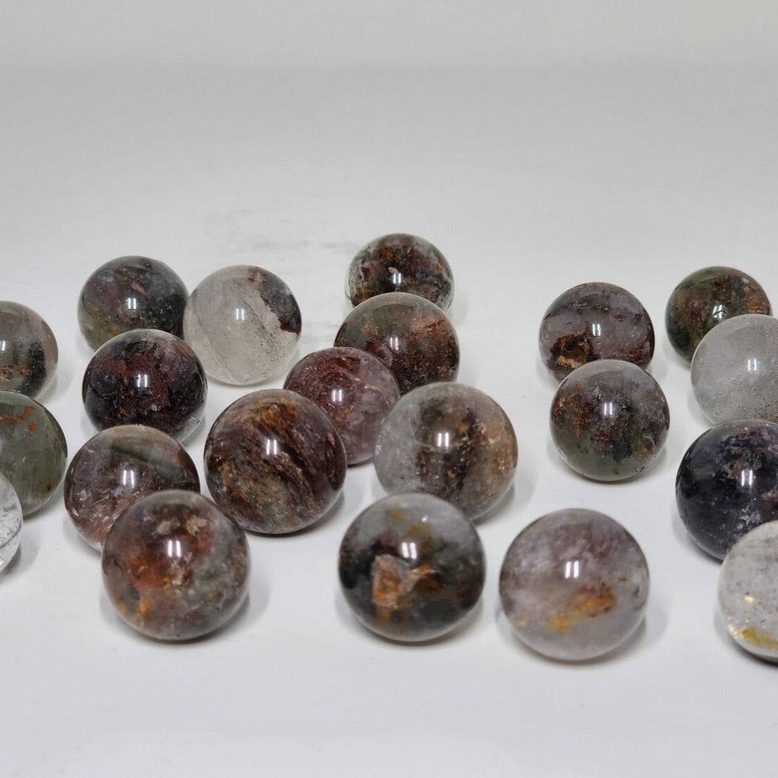 Lodolite Quartz Mini Spheres (Garden Quartz)