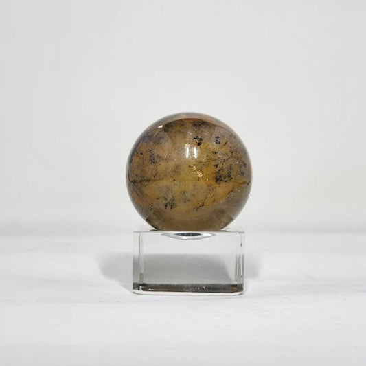 Golden Healer with Dendritic Quartz Sphere